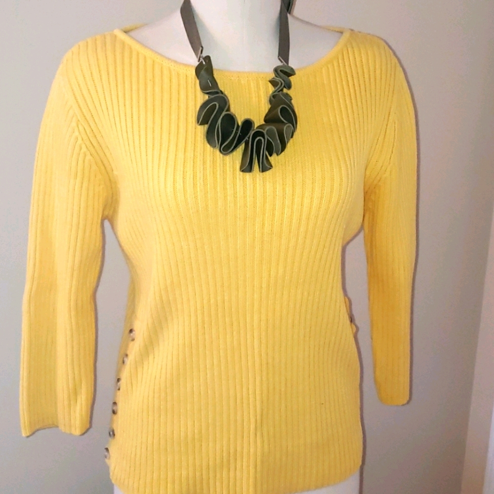 Pierre Carden yellow 💛 cable knitted sweater